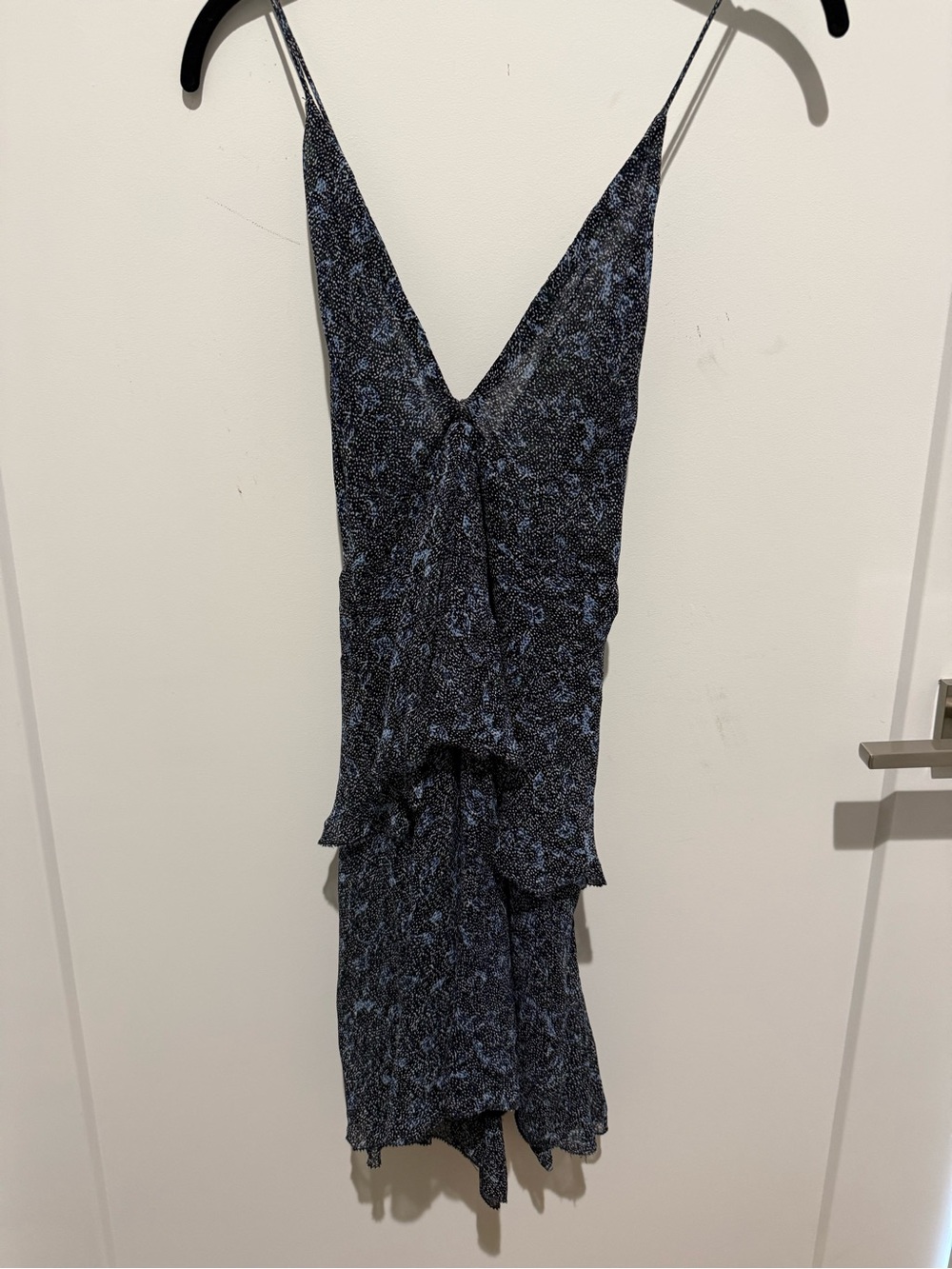 Zara -  Ruffle Dress in Black and Blue -XS